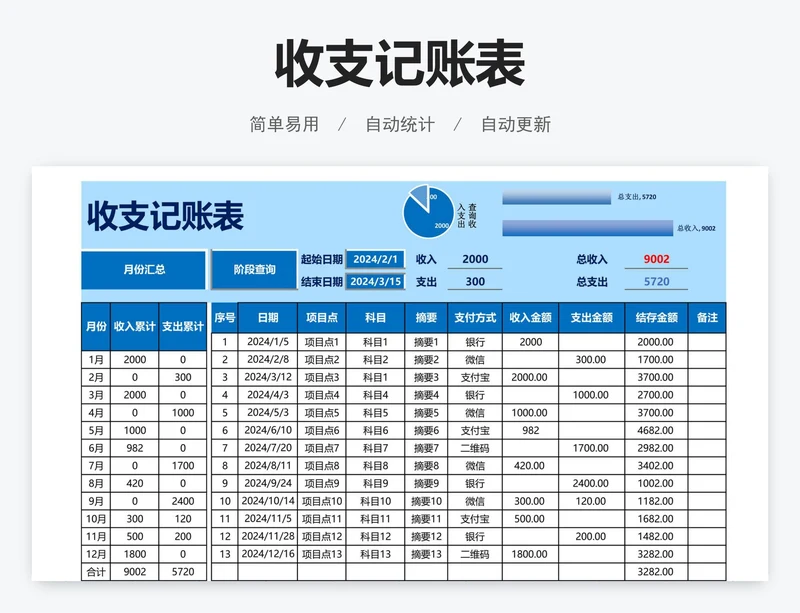 收支记账表