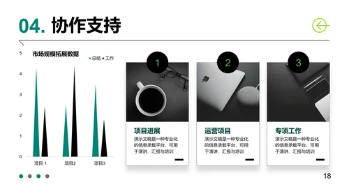 绿色简约几何通用工作总结PPT模板