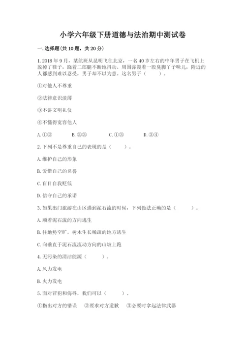 小学六年级下册道德与法治期中测试卷含完整答案（考点梳理）.docx