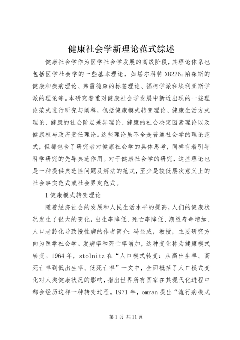 健康社会学新理论范式综述.docx