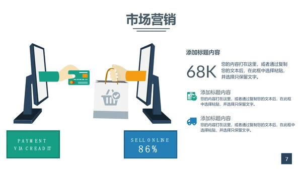 互联网扁平化商务工作汇报通用PPT模板