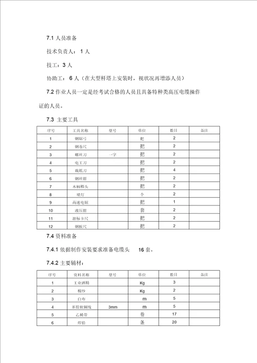 Kv电缆头制作施工方案