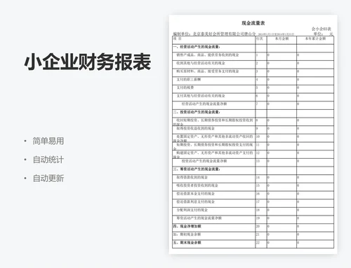 小企业财务报表