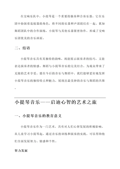 小提琴音乐思想汇报总结