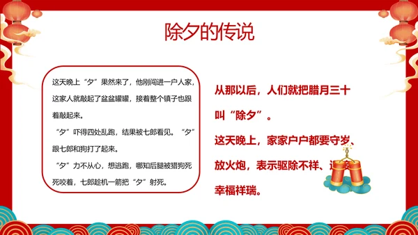 除夕快兔年春节除夕习俗知识主题班会通用PPT模板