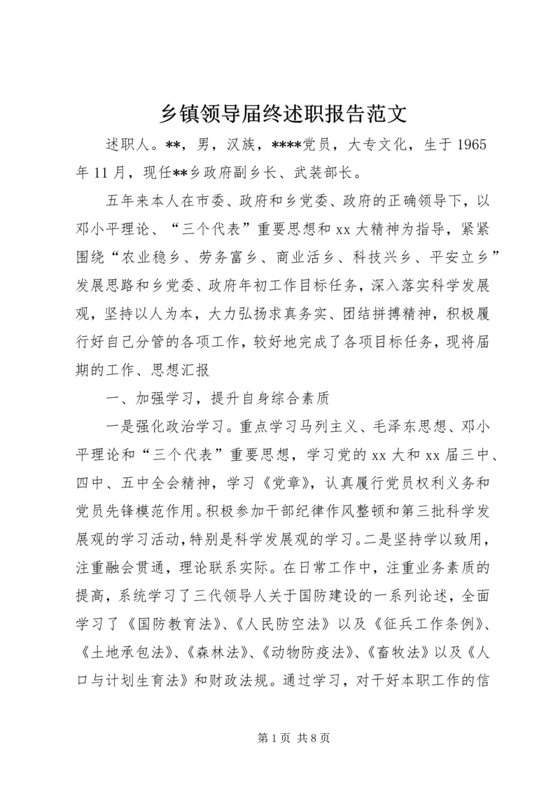 乡镇领导届终述职报告范文.docx