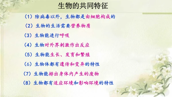 人教版（2024）七年级上册1.1.2 生物的特征 课件(共20张PPT)