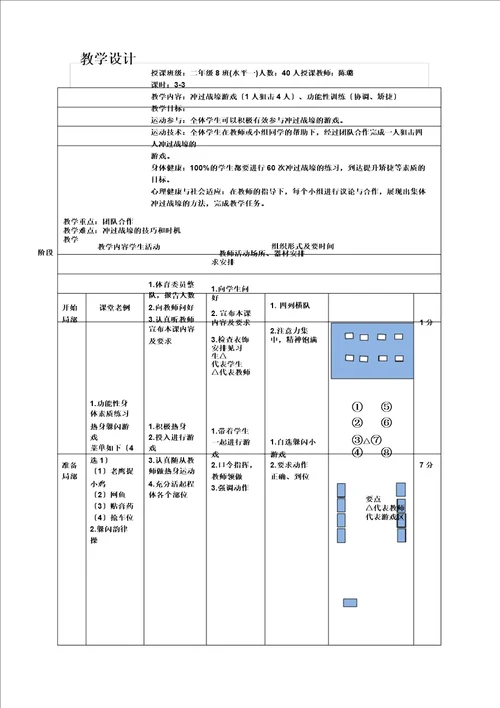 新人教一至二年级体育体育游戏3冲过战壕公开课教案6