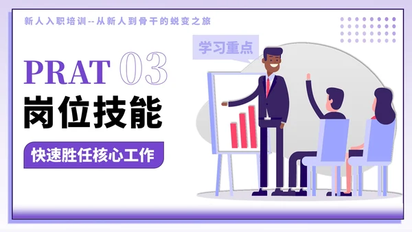 紫色插画风新人入职培训PPT模板