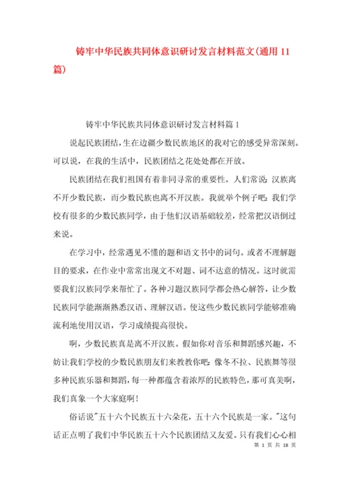 （精选）铸牢中华民族共同体意识研讨发言材料范文(通用11篇).docx