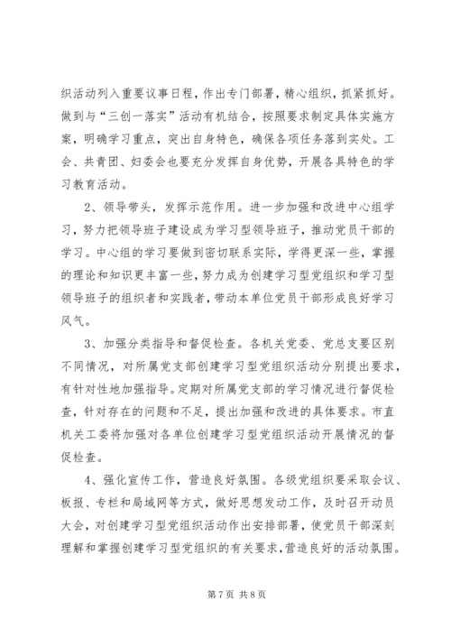 市直机关创建学习型党组织活动实施意见.docx