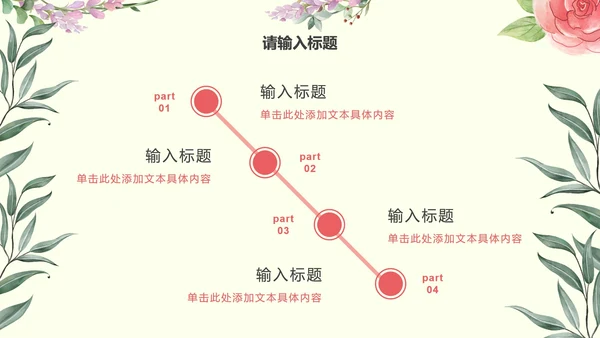 彩色小清新花卉课件PPT模板