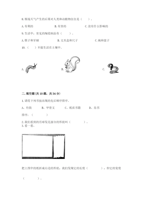 教科版二年级上册科学期末考试试卷a4版.docx