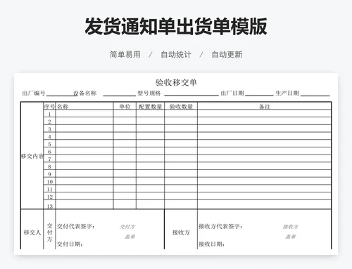 发货通知单出货单模版