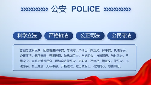 蓝色大气人民警察风采动态PPT模板