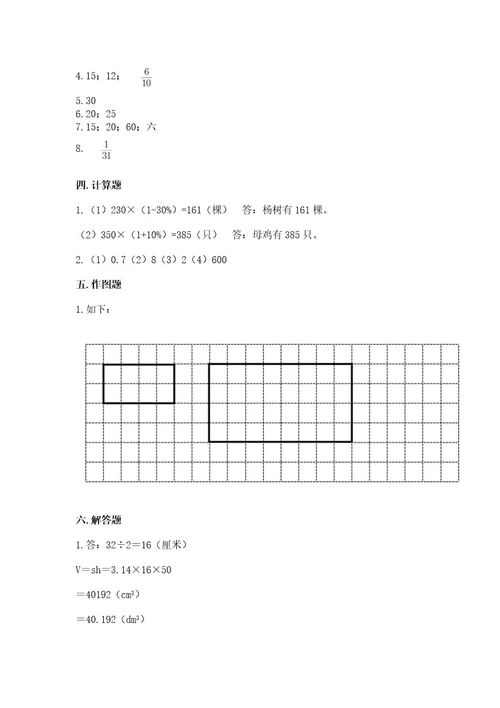 景东彝族自治县六年级下册数学期末测试卷及1套完整答案