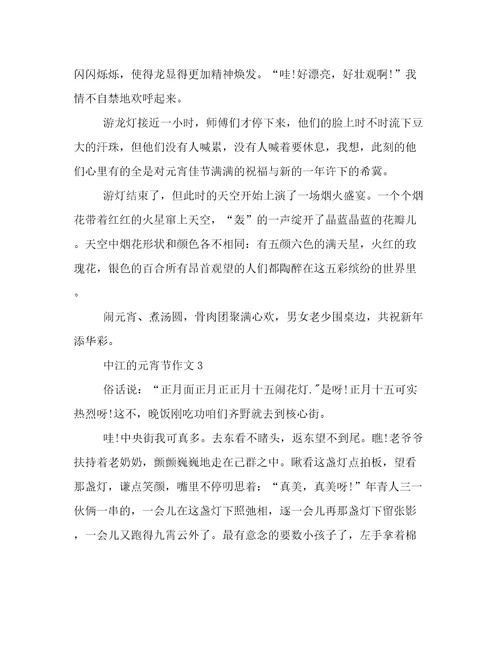 最新中江的元宵节作文优选范文