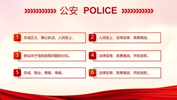 红色党建警察年终工作总结述职报告动态PPT模板