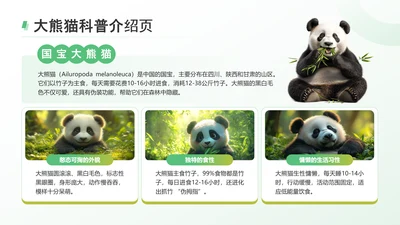 绿色简约风熊猫科普介绍页