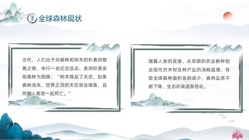 蓝色水墨中国风3月21日世界森林日保护森林爱护家园主题