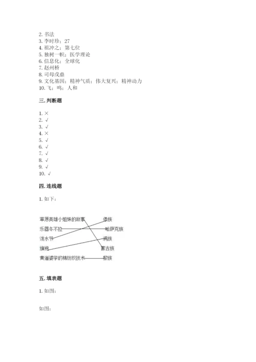 五年级上册道德与法治第四单元骄人祖先 灿烂文化测试卷附答案【名师推荐】.docx