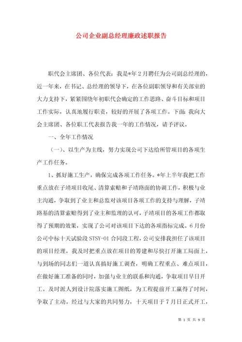 公司企业副总经理廉政述职报告.docx