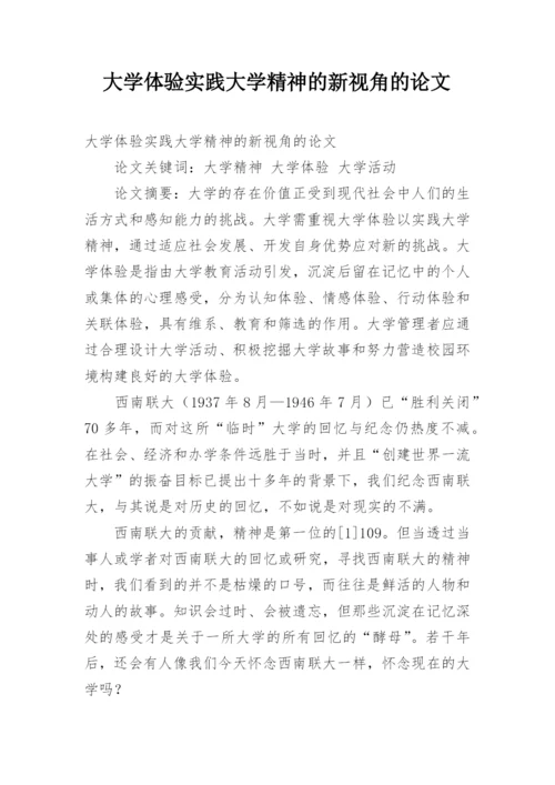 大学体验实践大学精神的新视角的论文.docx