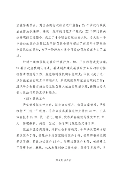 政府法制办年度法制工作总结及工作计划.docx