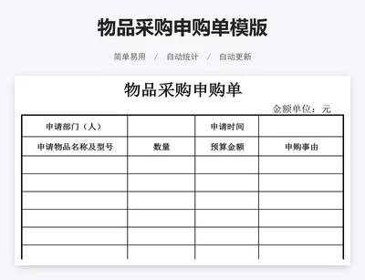 物品采购申购单模版