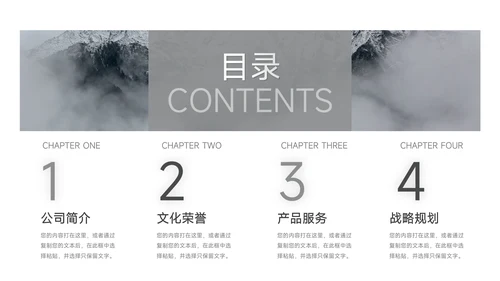 灰色简洁大气企业介绍手册PPT模板