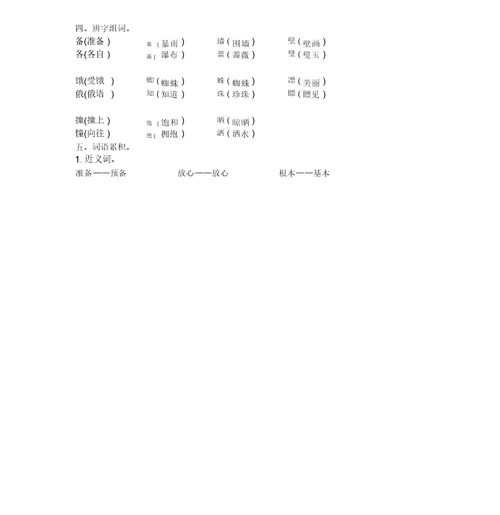 部编版三年级上册语文四单元知识点汇总