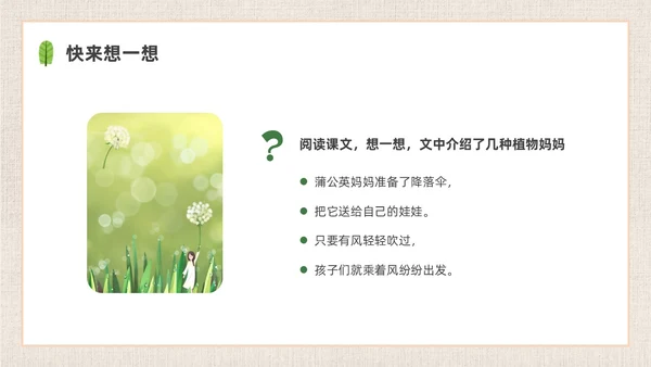 插画简约植物妈妈有办法课件PPT