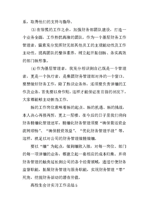 大学生会计实习工作总结