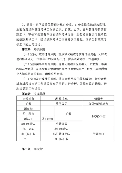 绩效管理考核实施办法
