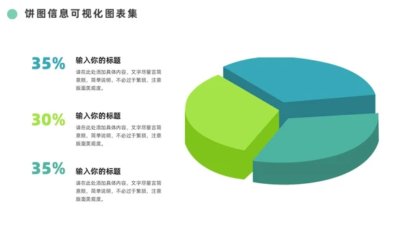 绿色通用饼图信息可视化图表集PPT