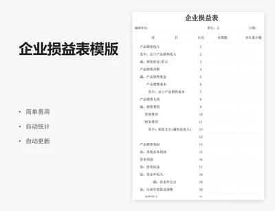 企业损益表模版