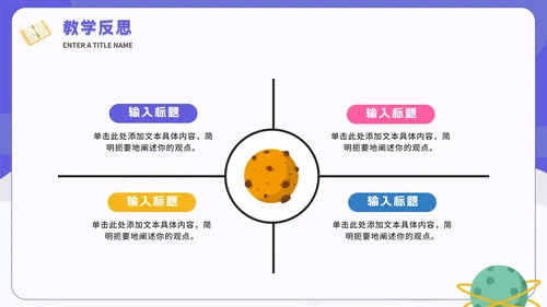 紫色卡通太空教学说课PPT模板