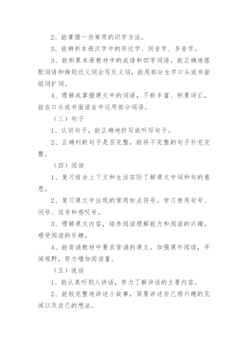 二下语文期末复习计划.docx
