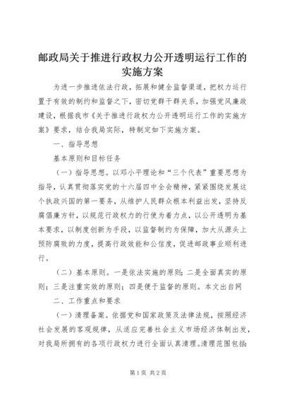 邮政局关于推进行政权力公开透明运行工作的实施方案 (4).docx