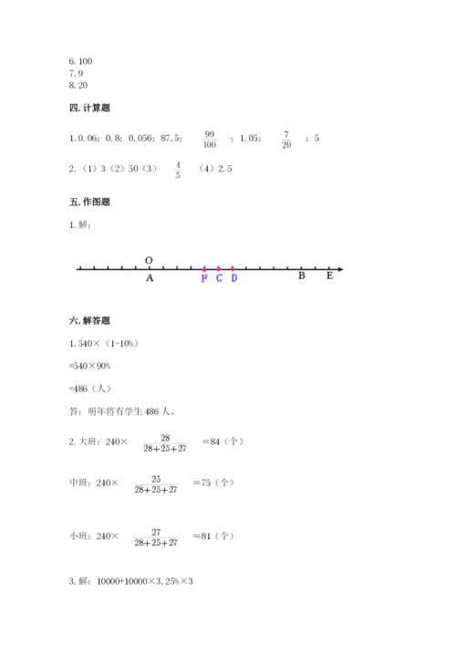 磐安县六年级下册数学期末测试卷有精品答案.docx