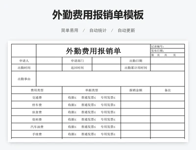 外勤费用报销单模板