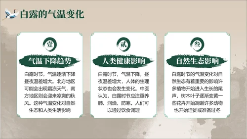 褐绿色中国风白露节气学校主题班会PPT模板