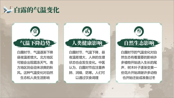 褐绿色中国风白露节气学校主题班会PPT模板