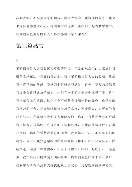 王鹤棣视界大会获奖感言
