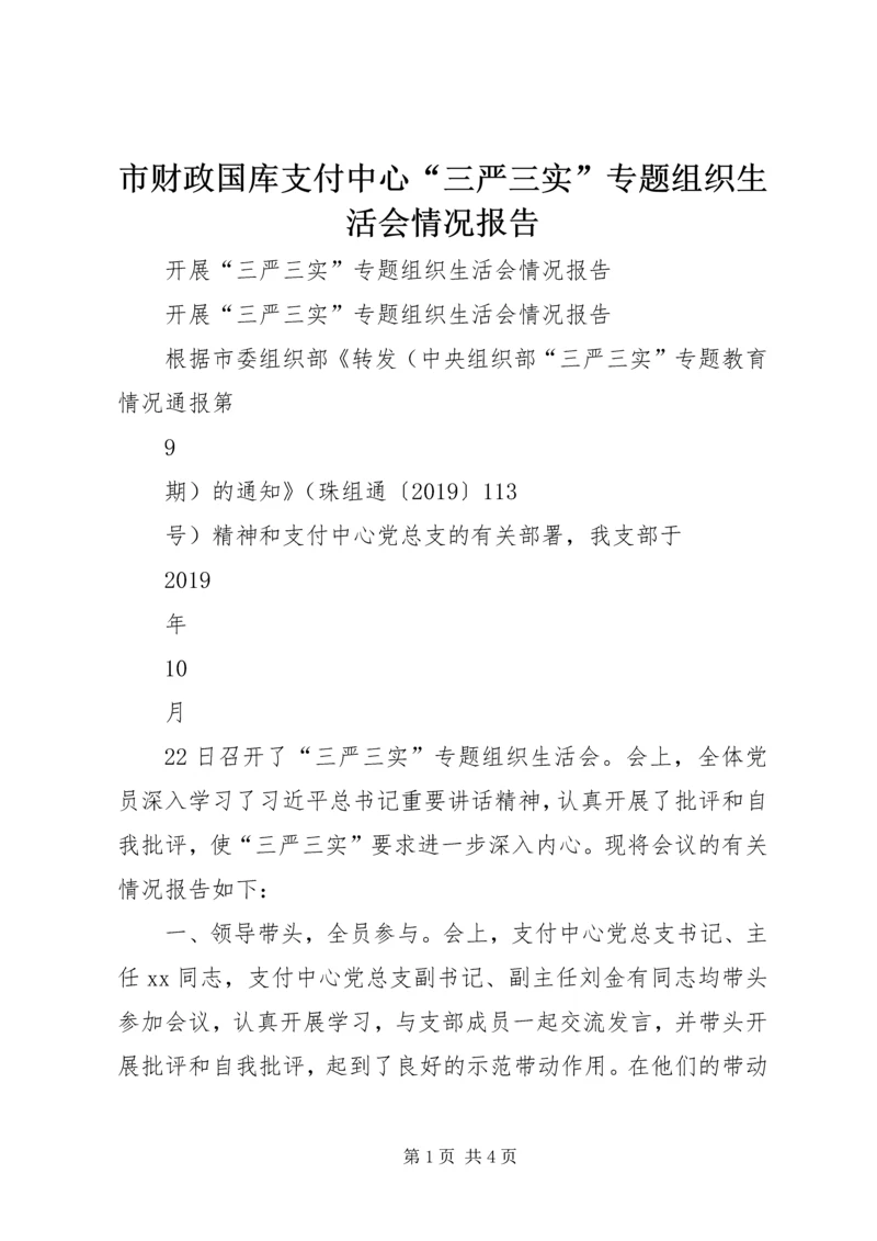 市财政国库支付中心“三严三实”专题组织生活会情况报告.docx