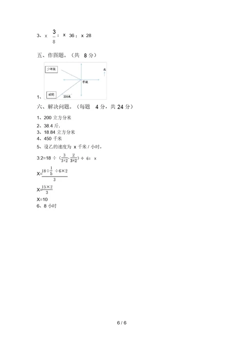 2020—2021年部编版六年级数学上册月考试卷(A4打印版)