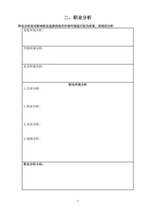 大学生职业生涯规划书格式模板