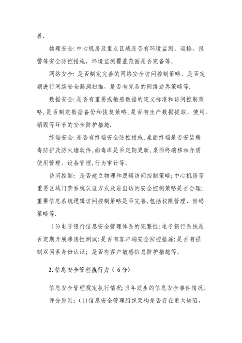 商业银行信息科技监管评级定量和定性标准.docx