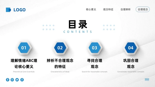 蓝色微粒体情绪ABC理论PPT模板宣传PPT动态PPT