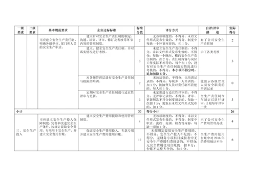 XX公司安全生产标准化自评表.docx